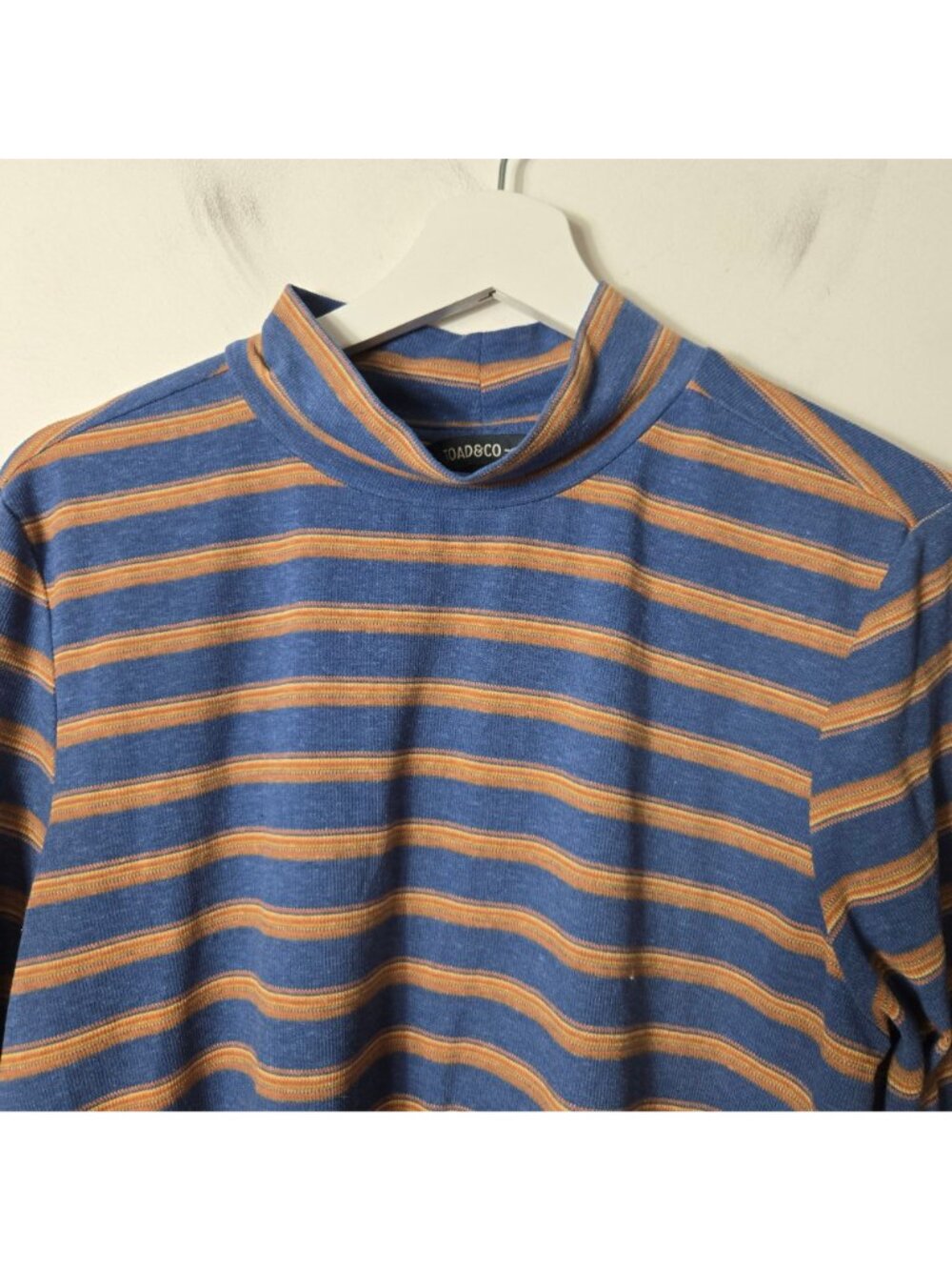 Toad&Co Piru Mockneck Long Sleeve Striped Ribbed Shirt Size L Base-Layer Hemp - Picture 4 of 9